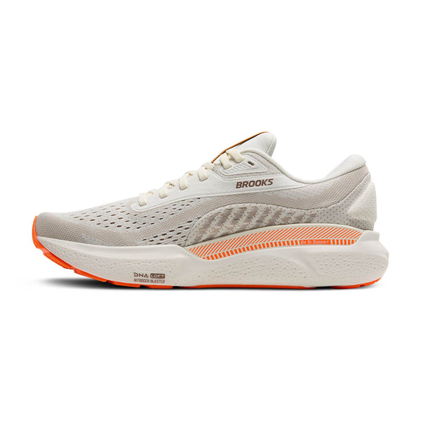 Orange stripes run across the top of the midsole on the medial side to highlight the GuideRails. 