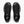 Black running shoes with visible branding on a white background
