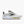 The lateral side of a Brooks running shoe with black laces and a black logo.