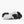 Black running shoe with white sole on a white background