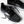 Black running shoe with white sole on a white background
