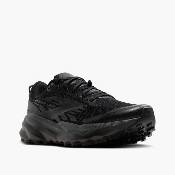 all black running shoe on white background