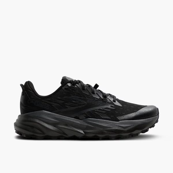 all black running shoe on white background