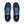 Pair of blue running shoes with white soles on a white background