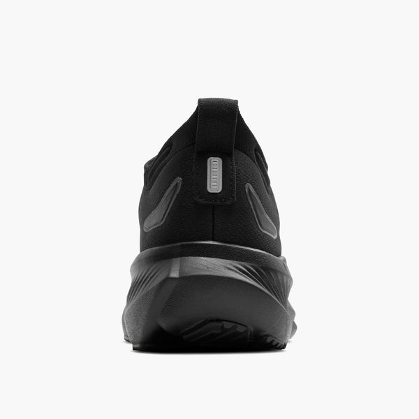 Black athletic shoe on a white background