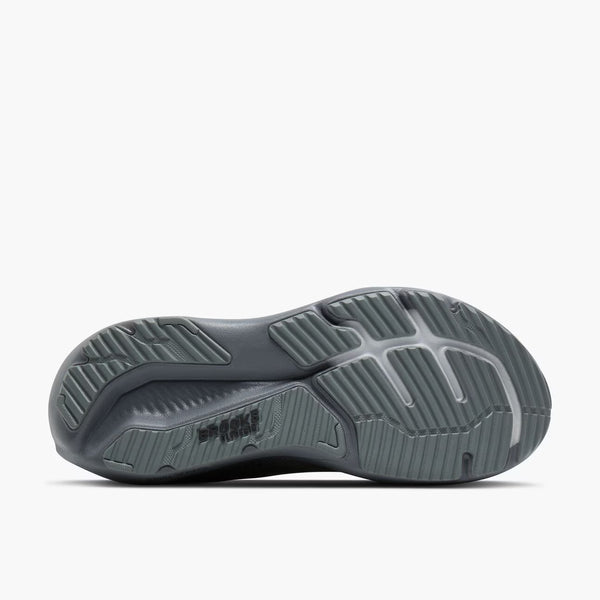 Gray athletic shoe sole on a white background