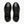 A pair of black leather athletic sneakers shown from a top-down view on a solid white background.