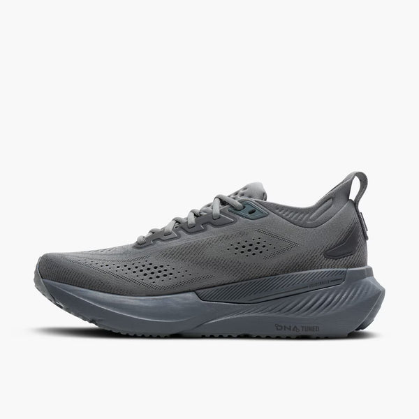 Grey running shoe on a white background