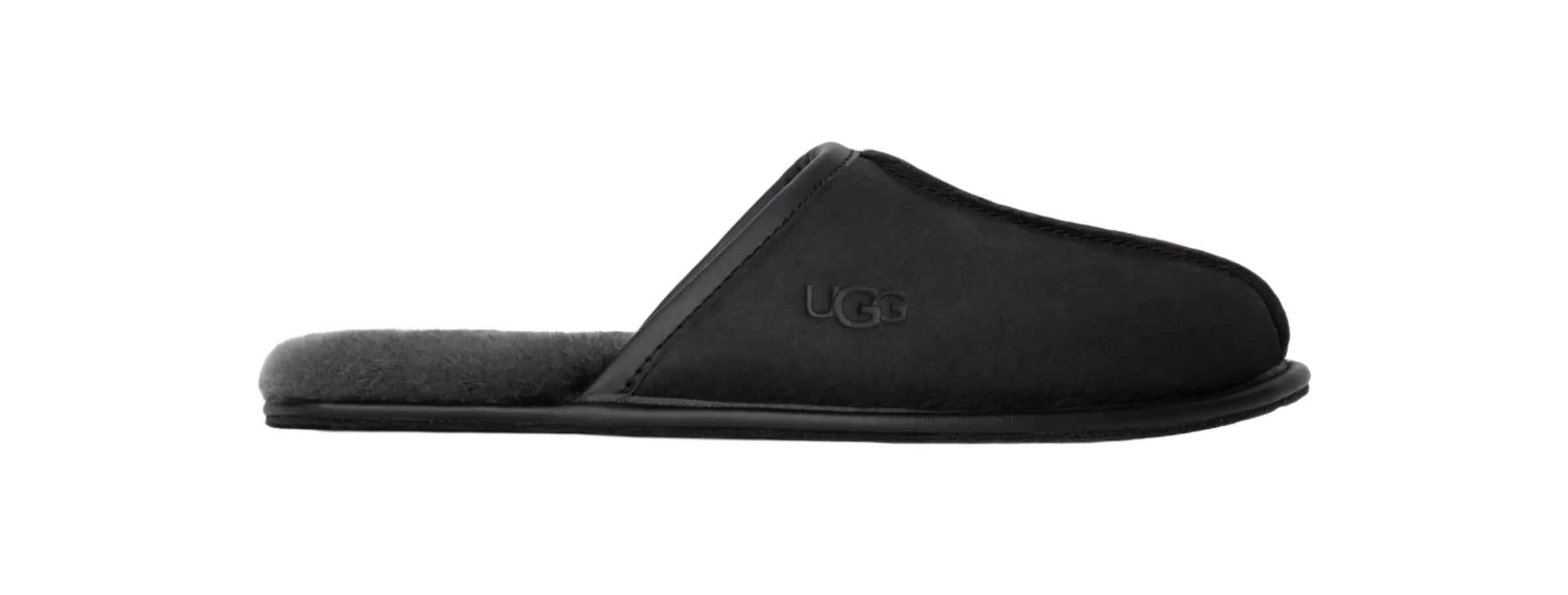 The Men's Scuff with Leather from Ugg features a cozy lining and an easy slip-on shape.