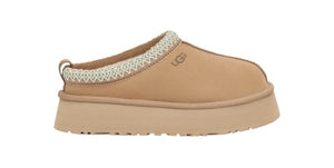 The Sand color of the Ugg Tazz is a just a little bit lighter than the Chestnut