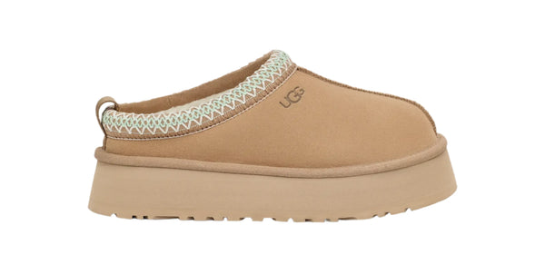 The Sand color of the Ugg Tazz is a just a little bit lighter than the Chestnut