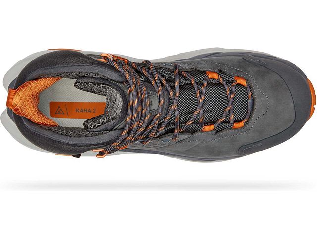 Top view of the Men's Kaha 2 Gore-Tex trail shoe by HOKA in the color Castlerock