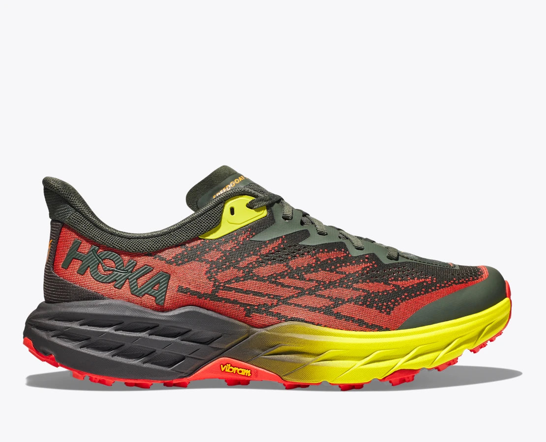 The upper of the Speedgoat 5 is durable and comfortable at the same time