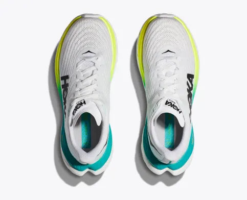 Top view of the Men's Mach 5 by HOKA in the color White/Blue Glass