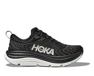 Lateral view of the Men's Gaviota 5 by HOKA in Black/White