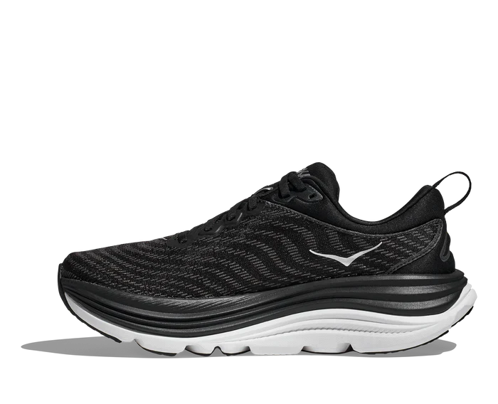 Medial view of the Women's Gaviota 5 in the wide D width in Black/White