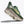 Green running shoe with 'Hoka' branding on a white background