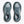Pair of gray running shoes with visible brand logo on a white background