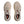Pair of beige running shoes with 'Hoka' branding on a white background