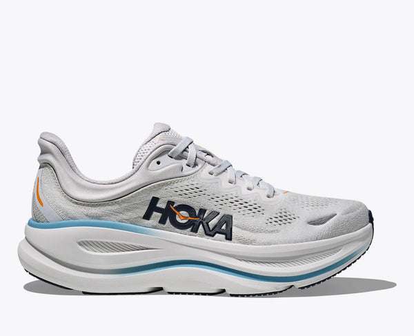 White running shoe with Hoka branding on a white background