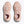 A pair of light pink Hoka Bondi 9 running shoes on a white background
