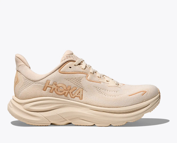 Beige running shoe on a white background