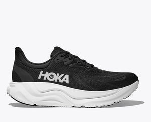 Black Arahi 8  Hoka running shoe with white sole on a white background