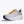 White Hoka Arahi 8 running shoe with yellow laces on a white background.