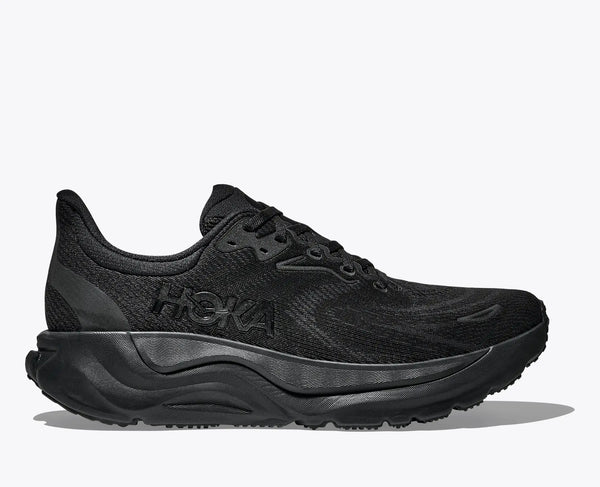 All black Hoka Arahi 8 running shoe on a white background