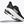 Black running shoe with white sole on a white background