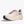 White running shoe with pink laces on a white background