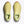 Pair of yellow running shoes with 'Hoka' branding on a white background