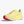 Bright yellow womens running shoe with red outsole on a white background