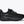Black slip-resistant walking adn running shoe with silver accents on a white background.