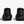 Black athletic shoes shown from the back on a white background