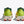 Pair of bright green carbon plated running shoes with red accents on a white background