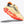 Beige and red running shoe with 'Hoka' branding on a white background