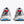Pair of gray sneakers with red interior and blue sole on a white background