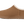 Brown slip-on shoe with white lining on a green background