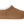 Brown slip-on shoe with white lining on a green background