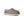 Grey, pink, and tan slipper on a white background