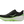 Running shoe with white and green midsole and black upper