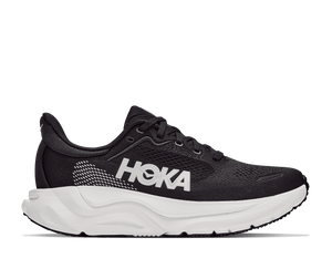 Black and white running shoe on a white background