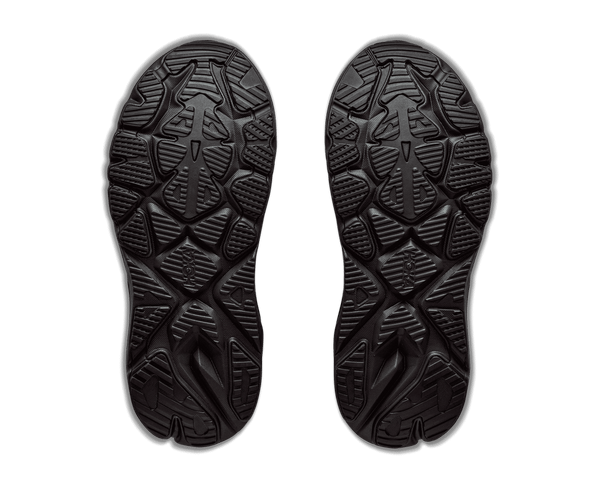 All black running shoe on a white background
