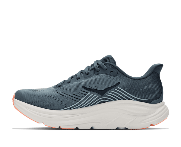 Running shoe with a white midsole and navy upper