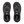 A black running shoe with a thick black sole and silver wavy stripe accents on the side,