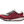 Burgundy and white trail running shoe on a white background