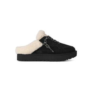 Black slip on sneaker with sherpa lining