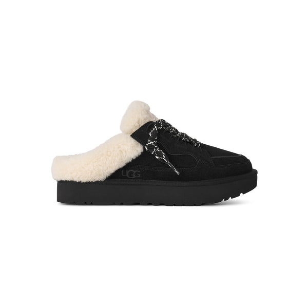 Black slip on sneaker with sherpa lining