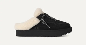 Black slip on sneaker with sherpa lining